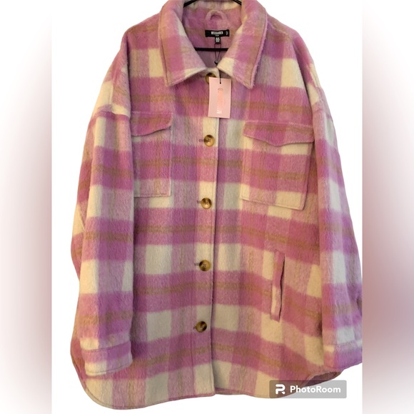 MISSGUIDED Lilac Plaid Shacket Plus NWT Size US 22 = 2XL - Picture 6 of 11